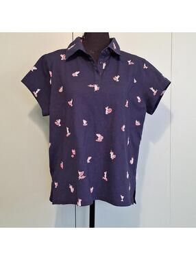 Columbia Womens Blue Martini Glass Drink Polo Size Xl